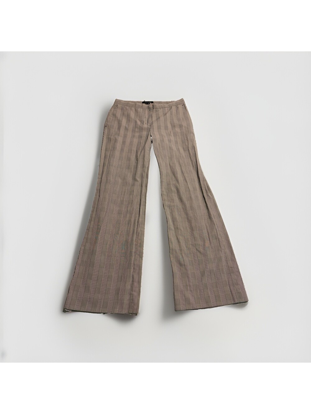 Kenneth Cole New york Brown Gray Plaid Womens Flare Slacks Pants Sz 4